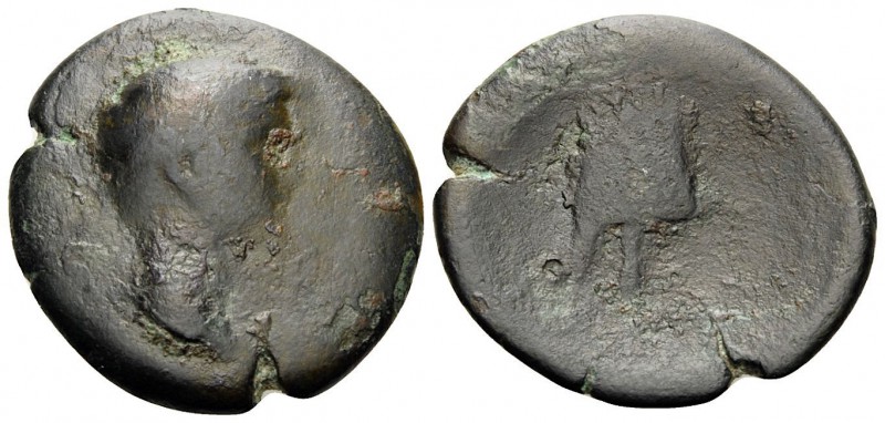 KINGS OF ARMENIA. Artaxias III, with Tiberius, 18-34. Oktachalkon (Bronze, 24 mm...
