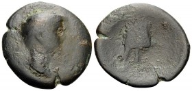 KINGS OF ARMENIA. Artaxias III, with Tiberius, 18-34. Oktachalkon (Bronze, 24 mm, 6.67 g, 9 h), Artaxata. Jugate laureate heads of Tiberius and Artaxi...