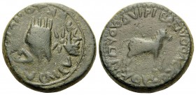 KINGS OF ARMENIA. Artaxias III, 18-34. Tetrachalkon (Bronze, 22.5 mm, 12.87 g, 6 h), Imitative coinage, struck posthumously, 35-54. Retrograde legend ...