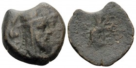 KINGS OF ARMENIA. Tigranes VI, second reign, 66-67. Tetrachalkon (Bronze, 20 mm, 4.93 g, 12 h), Arados or coastal mint, dated year 325 (TEK) = 66-67AD...