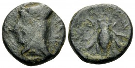 ARMENIA MINOR. Mithradates, as Satrap, 212-? BC. Tetrachalkon (Bronze, 16 mm, 3.94 g, 10 h). mtrdt ( in Aramaic ). Head of Mithradates to left, wearin...