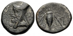 ARMENIA MINOR. Mithradates, as Satrap, 212-? BC. Tetrachalkon (Bronze, 19 mm, 7.53 g, 2 h). Bearded head of Mithradates to left, wearing bashlyk. Rev....