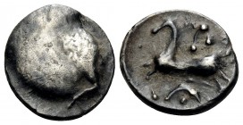 CENTRAL EUROPE, Boii. 1st century BC. Obol (Silver, 10 mm, 0.74 g), Type "Roseldorf II". Plain bulge. Rev. Horse left; symbol above, pellet within inv...