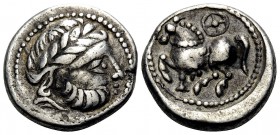 CELTIC, Eastern Celts. Skordoski in Syrmia, Circa 3rd-2nd century BC. Drachm (Silver, 14 mm, 2.80 g, 11 h), imitating Philip II of Macedon, "Dachreite...