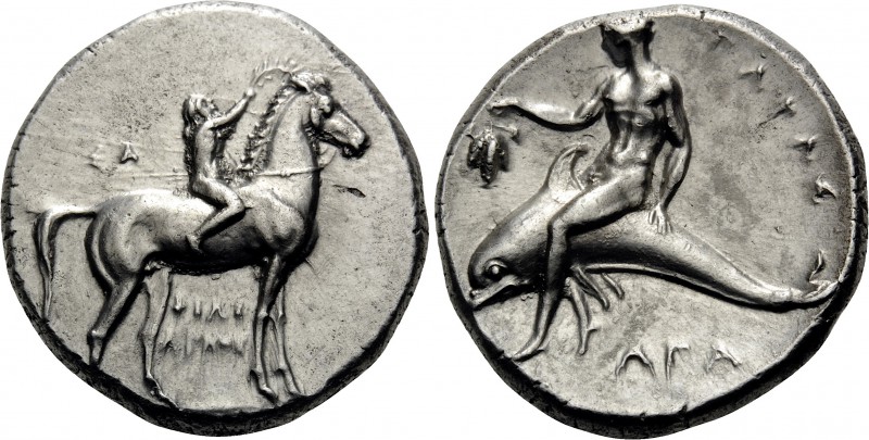 CALABRIA. Tarentum. Circa 281-270 BC. Nomos (Silver, 22 mm, 7.91 g, 5 h), Philia...