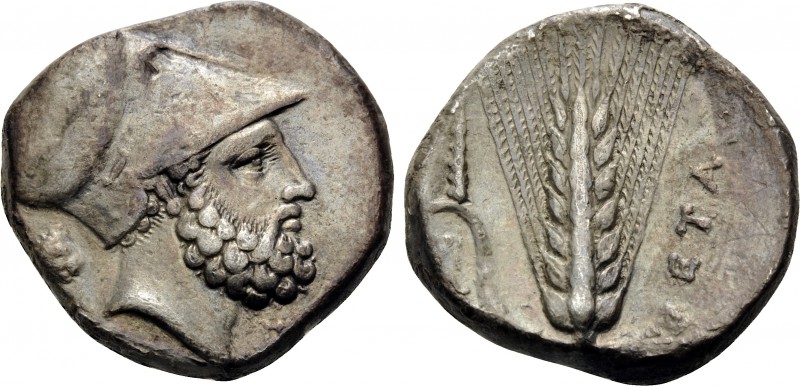 LUCANIA. Metapontum. Circa 340-330 BC. Nomos or Didrachm (Silver, 21 mm, 7.79 g,...