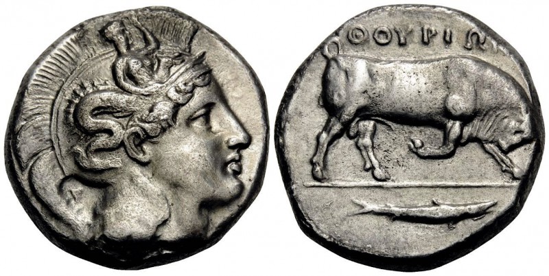 LUCANIA. Thourioi. Circa 400-350 BC. Distater (Silver, 25 mm, 15.59 g, 3 h). Hea...