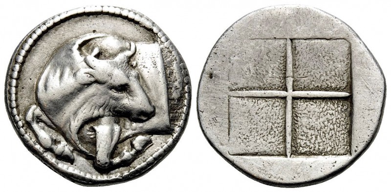 MACEDON. Akanthos. Circa 470-390 BC. Tetrobol (Silver, 16.5 mm, 2.62 g), c. 450....