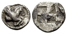 MACEDON. Argilos. Circa 495-478/7 BC. Hemiobol (Silver, 7.5 mm, 0.38 g). Forepart of Pegasos to right, with curved wings. Rev. Quadripartite incuse sq...