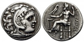 KINGS OF MACEDON. Alexander III ‘the Great’, 336-323 BC. Drachm (Silver, 18 mm, 4.19 g, 9 h), struck under Antigonos I Monophthalmos, Kolophon, c. 320...
