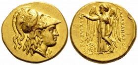 KINGS OF MACEDON. Alexander III ‘the Great’, 336-323 BC. Stater (Gold, 18 mm, 8.57 g, 12 h), struck posthumously under Seleukos I Nikator, Babylon, ci...