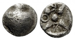 KORKYRA. Korkyra. Circa 510-480 BC. Hemiobol (Silver, 6.5 mm, 0.41 g). Amphora (or aryballos?). Rev. K-O-P between the four rays of a star; all within...