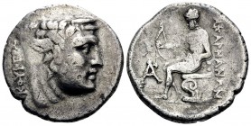 AKARNANIA, Federal Coinage (Akarnanian Confederacy). Circa 250-200 BC. Drachm (Silver, 18.5 mm, 4.56 g), Leukas, Lykourgos. ΛΥΚΟΥΡΓΟΣ Head of the yout...
