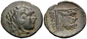 AKARNANIA, Federal Coinage (Akarnanian Confederacy). Leukas. 3rd century BC. (Bronze, 23 mm, 4.90 g, 12 h), Agetor. Head of Herakles right, wearing li...