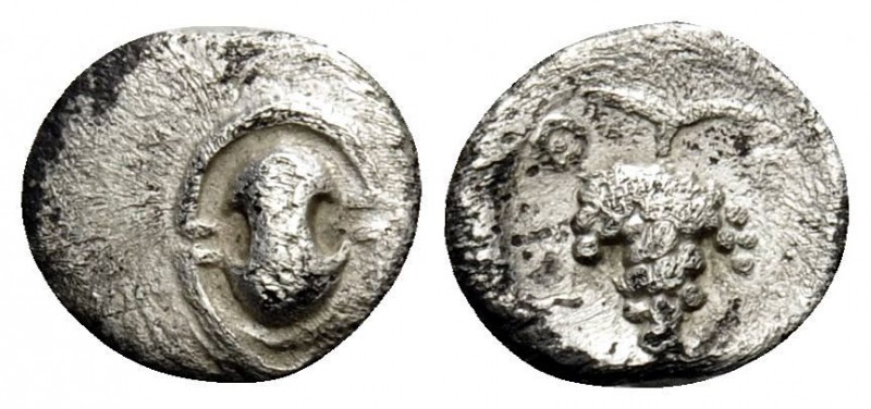 BOEOTIA. Thebes. Circa 405-395 BC. Tetartemorion (Silver, 7.5 mm, 0.21 g). Boeot...