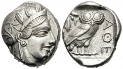 ATTICA. Athens. Circa 449-404 BC. Tetradrachm (Silver, 23 mm, 17.28 g, 1 h), 440s-430s. Head of Athena to right, wearing crested Attic helmet adorned ...