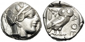 ATTICA. Athens. Circa 449-404 BC. Tetradrachm (Silver, 22 mm, 17.20 g, 9 h), 440s-430s. Head of Athena to right, wearing crested Attic helmet adorned ...