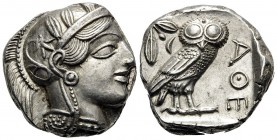 ATTICA. Athens. Circa 449-404 BC. Tetradrachm (Silver, 21 mm, 17.30 g, 5 h), 4403-430s. Head of Athena to right, wearing crested Attic helmet adorned ...