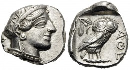 ATTICA. Athens. Circa 449-404 BC. Tetradrachm (Silver, 23 mm, 17.25 g, 5 h), 440s-430s. Head of Athena to right, wearing crested Attic helmet adorned ...