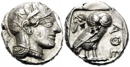 ATTICA. Athens. Circa 449-404 BC. Tetradrachm (Silver, 24 mm, 16.81 g, 1 h), 430s. Head of Athena to right, wearing crested Attic helmet adorned with ...