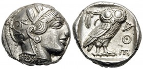 ATTICA. Athens. Circa 449-404 BC. Tetradrachm (Silver, 22 mm, 17.24 g, 11 h), 430s BC. Head of Athena to right, wearing crested Attic helmet adorned w...