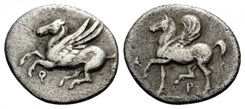 CORINTHIA. Corinth. Circa 400-375 BC. Diobol (Silver, 11 mm, 0.80 g, 11 h). Ϙ Pe...