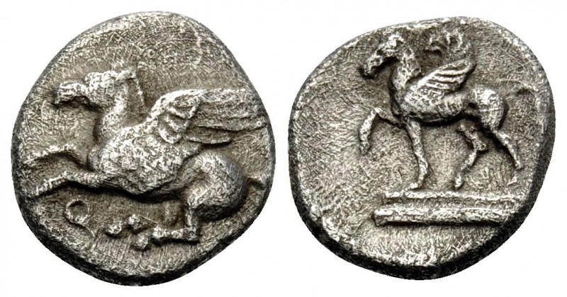 CORINTHIA. Corinth. Circa 400-375 BC. Diobol (Silver, 11 mm, 0.82 g, 11 h). Ϙ Pe...