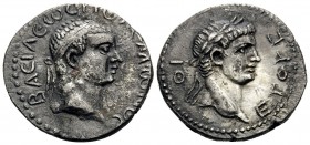 KINGS OF PONTOS. Polemo II, circa 38-64. Drachm (Silver, 18 mm, 3.31 g), with the portrait of Nero on the reverse, year IΘ (19) = 56-57. BACIΛΕΩΣ ΠΟΛΕ...