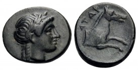 MYSIA. Atarnios. 3rd-2nd centuries BC. (Bronze, 10.5 mm, 0.87 g, 10 h). Laureate head of Apollo to right. Rev. ATAP Forepart of a horse to right. SNG ...