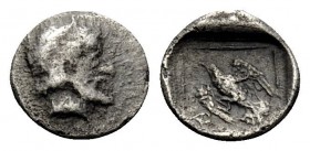 IONIA. Magnesia ad Maeandrum. Archepolis, son of Themistokles, Circa 459 BC. Tetartemorion (Silver, 6.5 mm, 0.25 g, 1 h). Diademed and bearded male he...