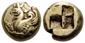 IONIA. Phokaia. Circa 521-478 BC. Hekte (Electrum, 9.5 mm, 2.51 g). Forepart of a griffin to left; to right, vaguely seen here, seal swimming downward...