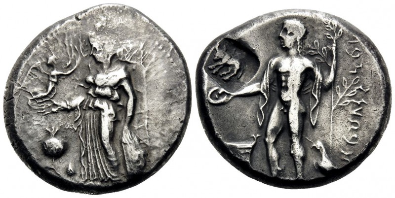 PAMPHYLIA. Side. Circa 370-360 BC. Stater (Silver, 21.5 mm, 10.68 g, 1 h). Athen...