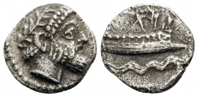 PHOENICIA. Arados. Uncertain king, circa 380-351/0 BC. Obol (Silver, 10 mm, 0.89 g, 6 h). Laureate and bearded head of Ba'al-Arwad to right. Rev. &#67...