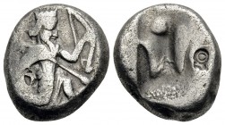 PERSIA, Achaemenid Empire. Time of Xerxes II to Artaxerxes II, Circa 420-375 BC. Siglos (Silver, 16x14 mm, 5.43 g), Sardes. Persian king, wearing radi...