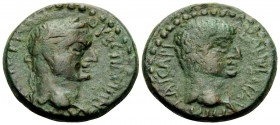THRACE. Abdera. Vespasian, with Titus as Caesar, 69-79. (Bronze, 19 mm, 5.55 g, 6 h). OYECΠACIANΩ AYTOKPATOPI Laureate head of Vespasian to right. Rev...