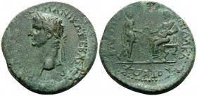 KINGS OF BOSPOROS. Rhoemetalces III, with Gaius (Caligula), circa 38-46 . (Bronze, 30 mm, 21.13 g, 6 h), c. 38-41. ΓAIΩ [KAIΣA]ΡI ΓEPMANIKΩ ΣEBAΣTΩ La...