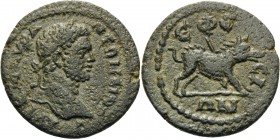 IONIA. Ephesus. Caracalla, 198-217. (Bronze, 18.5 mm, 3.14 g, 6 h). AYT K M AYP ANTΩNЄINOC Laureate head of Caracalla to right. Rev. EΦECIΩN Boar runn...
