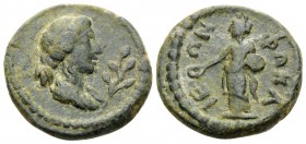 IONIA. Phokaia. Pseudo-autonomous, 1st-2nd centuries AD. (Bronze, 15 mm, 2.79 g, 7 h). Draped bust of Apollo to right; branch to right. Rev. ΦΩKAIΩN K...