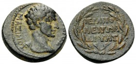 PHRYGIA. Hierapolis. Augustus with Fabius Maximus as proconsul, 27 BC-14 AD. (Bronze, 15.5 mm, 3.11 g, 11 h), Dryas, grammateus. [ΦΑ]ΒΙΟΣ ΜΑΞΙΜΟΣ Bare...