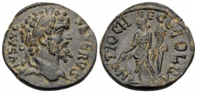 PISIDIA. Antiochia. Septimius Severus, 193-211. (Bronze, 22 mm, 6.19 g, 11 h). PIVS AVG SEVERVS Laureate head of Septimius Severus to right. Rev. ANTI...