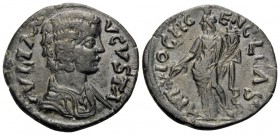 PISIDIA. Antiochia. Julia Domna, Augusta, 193-217. (Bronze, 23 mm, 4.53 g, 6 h). IVLIA A-VGVSTA Draped bust of Julia Domna to right. Rev. ANTIOCH GEN ...