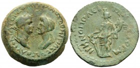 CILICIA. Irenopolis-Neronias. Domitian with Domitia, 81-96. (Bronze, 25 mm, 13.00 g, 11 h), year ΓM (43) = 93-94. AYTOKPATΩP ΔOMITIANOC ΔOMITIA CEBACT...