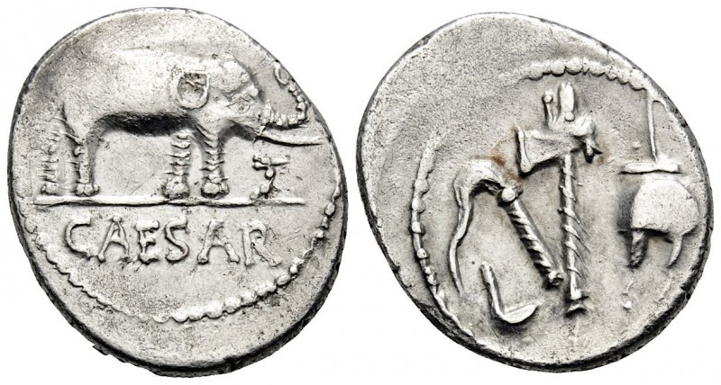 Julius Caesar, April-August 49 BC. Denarius (Silver, 19 mm, 3.82 g, 2 h), mint m...