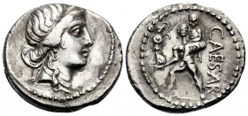 Julius Caesar, Late 48-47 BC. Denarius (Silver, 18 mm, 3.44 g, 6 h), military mint traveling with Caesar in North Africa. Diademed head of Venus to ri...