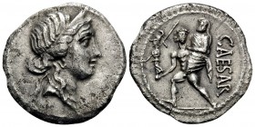 Julius Caesar, Late 48-47 BC. Denarius (Silver, 18 mm, 3.43 g, 5 h), military mint traveling with Caesar in North Africa. Diademed head of Venus to ri...
