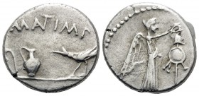 The Triumvirs. Mark Antony, Late summer-autumn 43 BC. Quinarius (Silver, 13 mm, 1.80 g, 10 h), Military mint traveling with Antony and Lepidus in Tran...