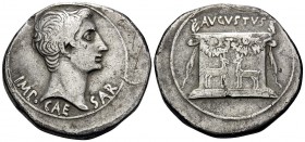 Augustus, 27 BC-AD 14. Cistophoric Tetradrachm (Silver, 25 mm, 12.01 g, 1 h), Ephesos, c. 25 BC. IMP CAESAR Bare head of Augustus to right. Rev. AVGVS...