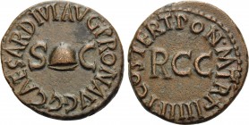 Gaius (Caligula), 37-41. Quadrans (Copper, 17.5 mm, 2.78 g, 7 h), Rome, 40-41. C CAESAR DIVI AVG PRON AVG around pileus flanked by large S C. Rev. PON...