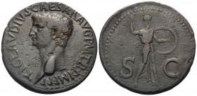 Claudius, 41-54. As (Copper, 29 mm, 10.09 g, 12 h), Rome, 50-54. TI CLAVDIVS CAESAR AVG P M TR P IMP P P Bare head of Claudius to left. Rev. S - C Min...