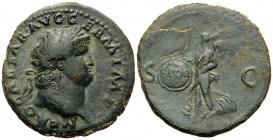 Nero, 54-68. As (Copper, 28 mm, 10.81 g, 6 h), Rome, c. 65. NERO CAESAR AVG GERM IMP Laureate head of Nero to right. Rev. S - C Victory, draped, flyin...